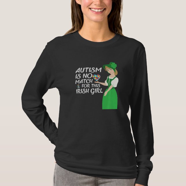 St Patricks Day Four Leaf C Irish Girl Autism Awar T-Shirt (Vorderseite)