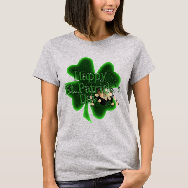 St. Patrick's Day Four Leaf Clover T-Shirt (Vorderseite)