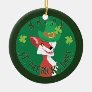 St. Patrick's Day Fox Keramikornament