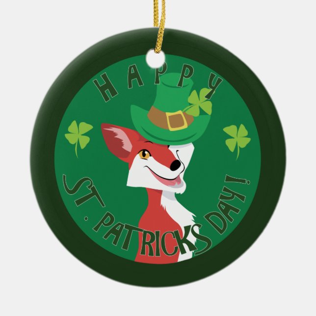 St. Patrick's Day Fox Keramikornament (Vorne)