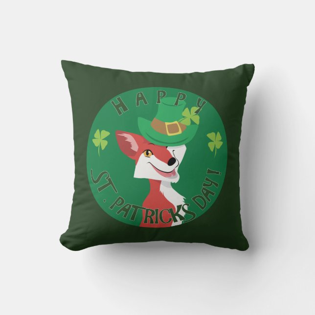 St. Patrick's Day Fox Kissen (Vorderseite)
