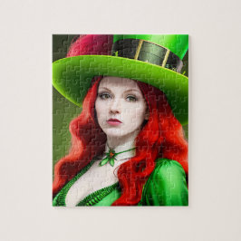St. Patricks Day Frau im Grünen Thema Puzzle