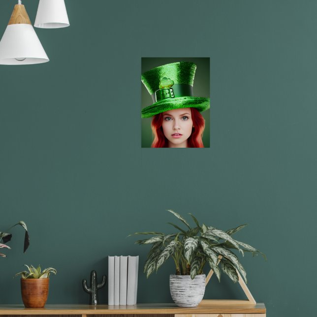 St. Patricks Day Frau in Tophat Poster (Wohnzimmer 1)