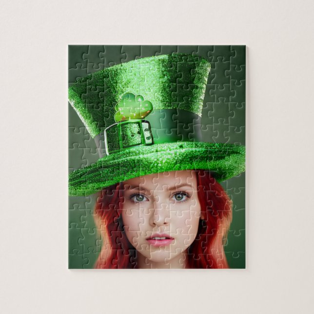 St. Patricks Day Frau in Tophat Puzzle (Vertikal)
