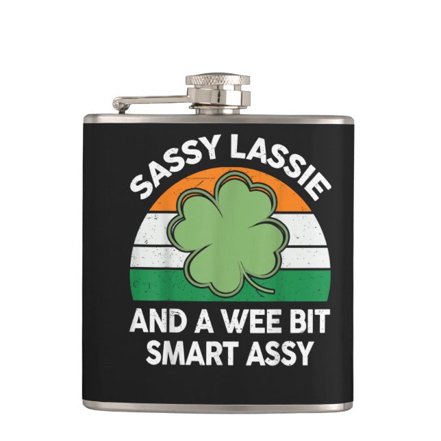 St. Patrick's Day Freche Göre Lustiger Shamrock Ir Flachmann (Vorderseite)