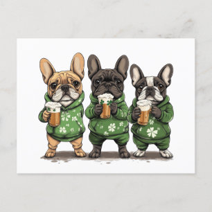 St. Patrick's Day French Bulldogs Feiertagspostkarte