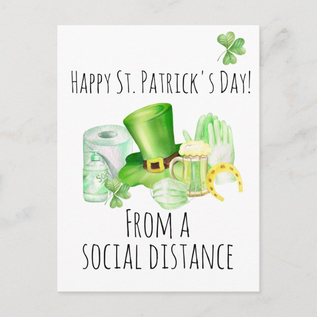 St. Patrick's Day from Social Distance Covid Postkarte (Vorderseite)