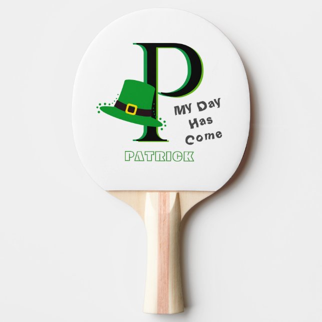 St. Patrick's Day Fun 3-farbiges Monogramm Tischtennis Schläger (Vorderseite)