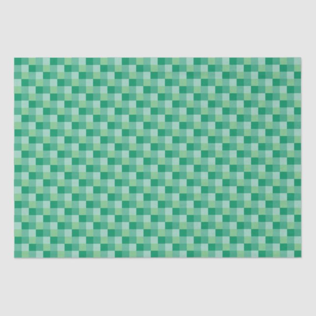 St. Patrick's Day Fun Adorable Green Checkerboard Seidenpapier (Vorderseite)