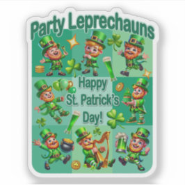St. Patrick's Day Fun Adorable "Party Leprechauns" Aufkleber
