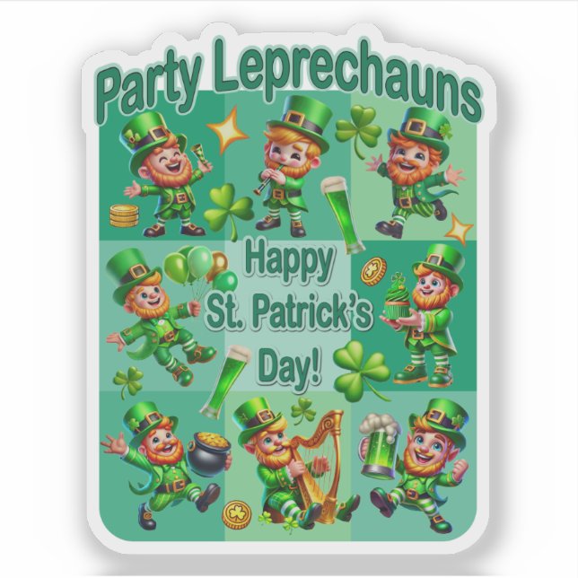 St. Patrick's Day Fun Adorable "Party Leprechauns" Aufkleber (Vorderseite)
