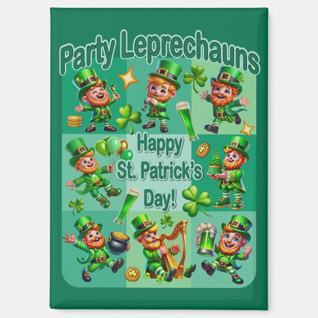 St. Patrick's Day Fun Adorable "Party Leprechauns" Magnet (Vorderseite)