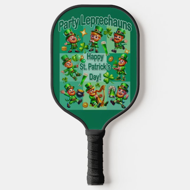 St. Patrick's Day Fun Adorable "Party Leprechauns" Pickleball Schläger (Vorderseite)