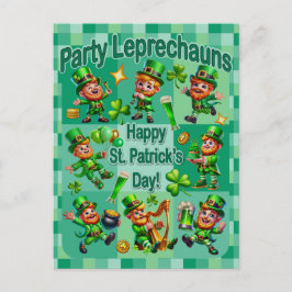 St. Patrick's Day Fun Adorable "Party Leprechauns" Postkarte