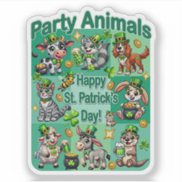 St. Patrick's Day Fun und Adorable "Party Animals" Aufkleber