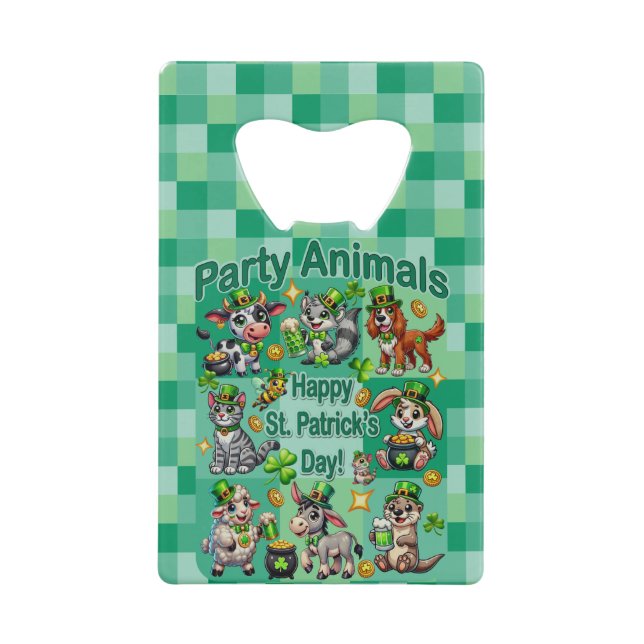 St. Patrick's Day Fun und Adorable "Party Animals" Geldbeutel Flaschenöffner (Vorderseite)