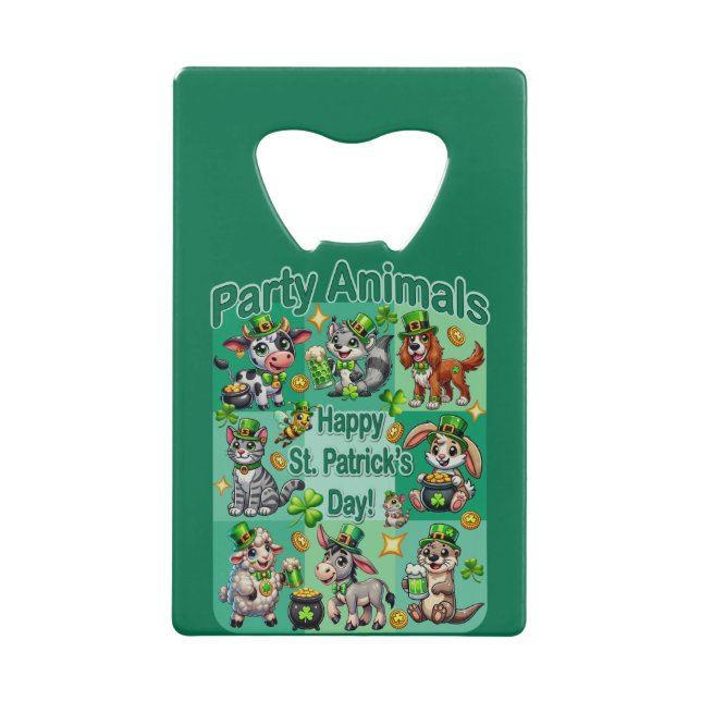 St. Patrick's Day Fun und Adorable "Party Animals" Geldbeutel Flaschenöffner (Vorderseite)