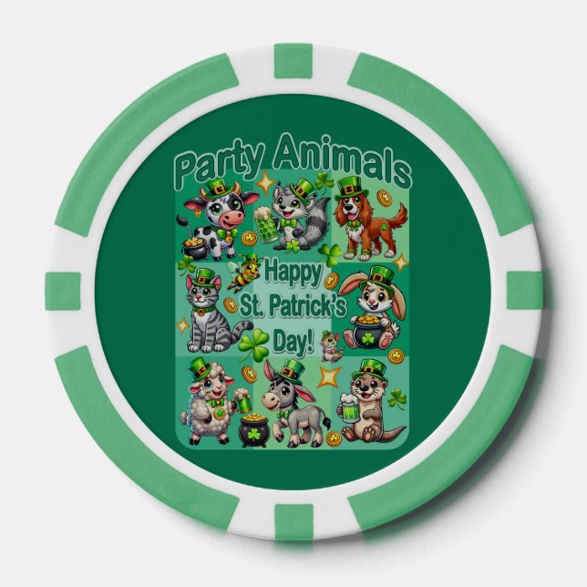 St. Patrick's Day Fun und Adorable "Party Animals" Pokerchips (Vorderseite)