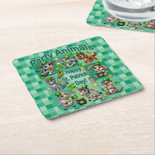 St. Patrick's Day Fun und Adorable "Party Animals" Rechteckiger Pappuntersetzer