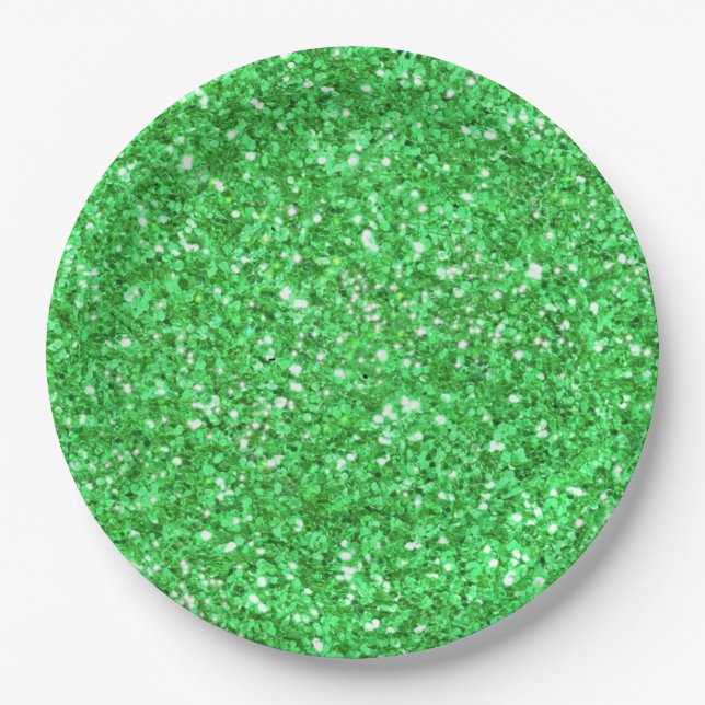 St. Patrick's Day funkeln Glitzer Kelly Green Pappteller (Vorderseite)