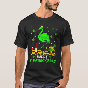 St. Patrick's Day Funny Green Flamingo Drinking WL T-Shirt
