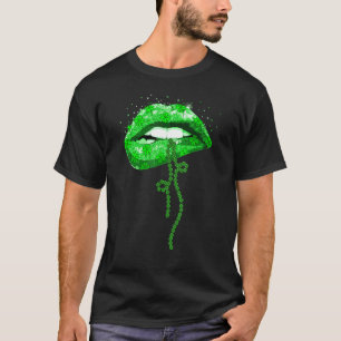 St Patrick's Day Funny Green Lips Kostüm Grafik T-Shirt