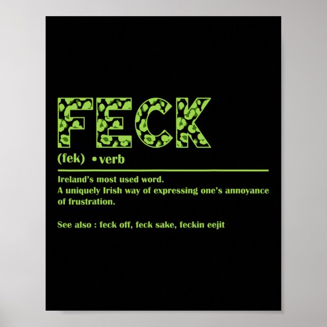 St Patricks Day Funny Irish Feck Definition of Wo Poster (Vorne)
