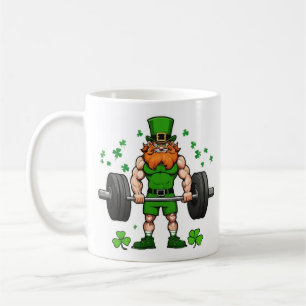 St. Patrick's Day Funny Leprechaun Barbell Gym Kaffeetasse