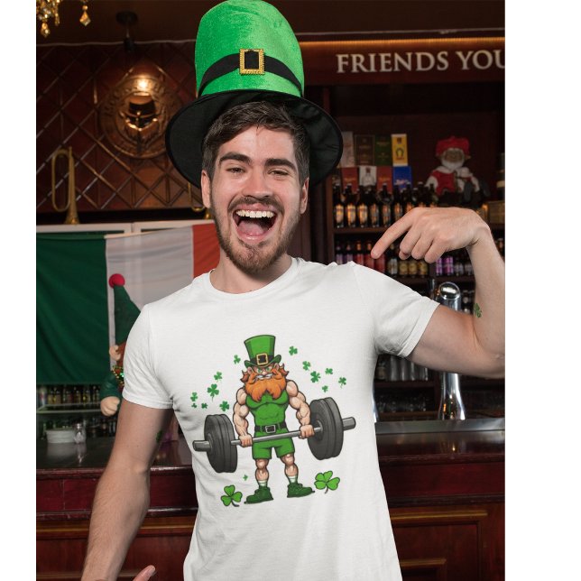 St. Patrick's Day Funny Leprechaun Barbell Gym T-Shirt (St. Patrick's Day funny Fitness Gym Leprechaun. )