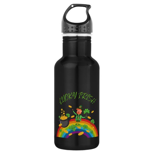St Patricks Day - Funny Lucky Irish Leprechaun Edelstahlflasche (Vorderseite)