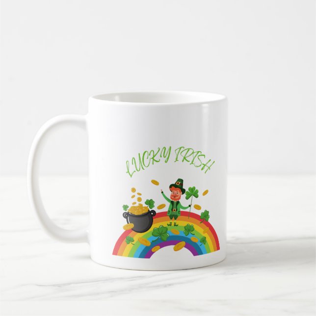 St Patricks Day - Funny Lucky Irish Leprechaun Kaffeetasse (Links)