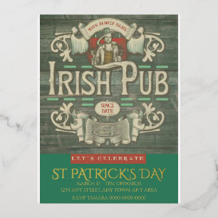 St Patrick's Day Funny Personalisiert Irish Pub Folie Einladungspostkarte