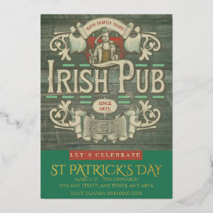 St Patrick's Day Funny Personalisiert Irish Pub Folieneinladung