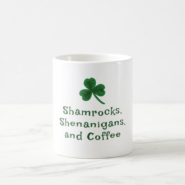 St. Patrick's Day, Funny Text Kleeblatt, Shenaniga Kaffeetasse (Mittel)