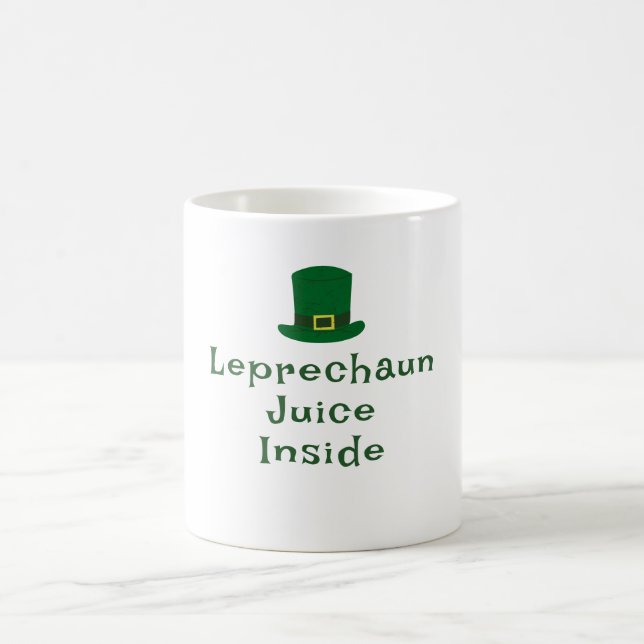 St. Patrick's Day, Funny Text Leprechaun Juice Kaffeetasse (Mittel)