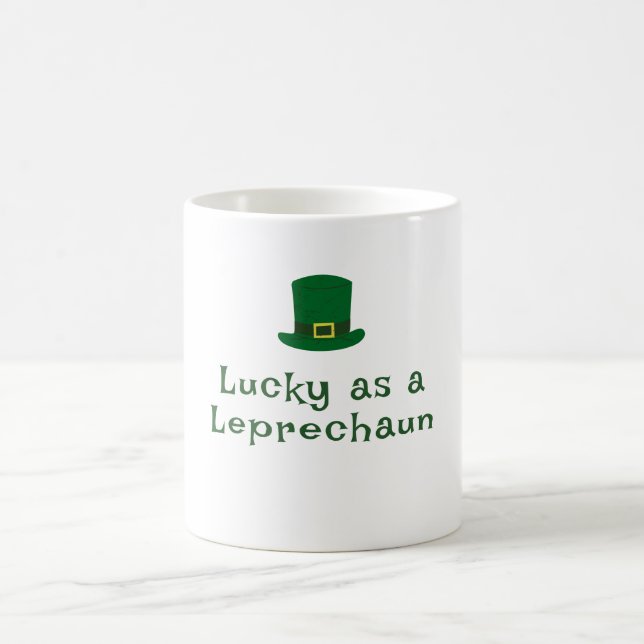 St. Patrick's Day, Funny Text Lucky Leprechaun Kaffeetasse (Mittel)