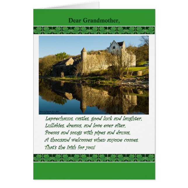 St. Patrick's Day für Großmutter, Gedicht, Schloss (Vorne)