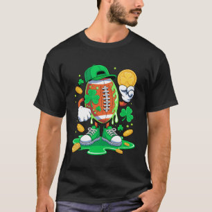 St Patricks Day Fußball-Drip-Shamrock-Jungen Männe T-Shirt
