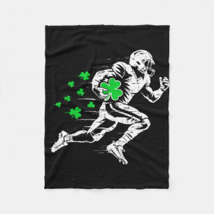 St. Patricks Day Fußball Silhouette Kleeblatt Fleecedecke