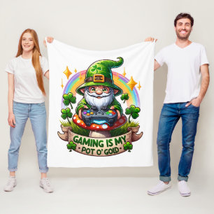 St. Patrick's Day Gamer-Gnom Fleecedecke