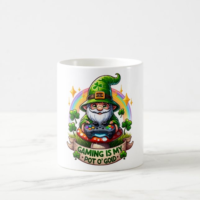 St. Patrick's Day Gamer-Gnom Kaffeetasse (Mittel)