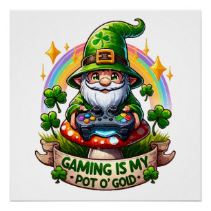 St. Patrick's Day Gamer-Gnom Poster