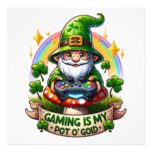 St. Patrick's Day Gamer Gnome Fotodruck