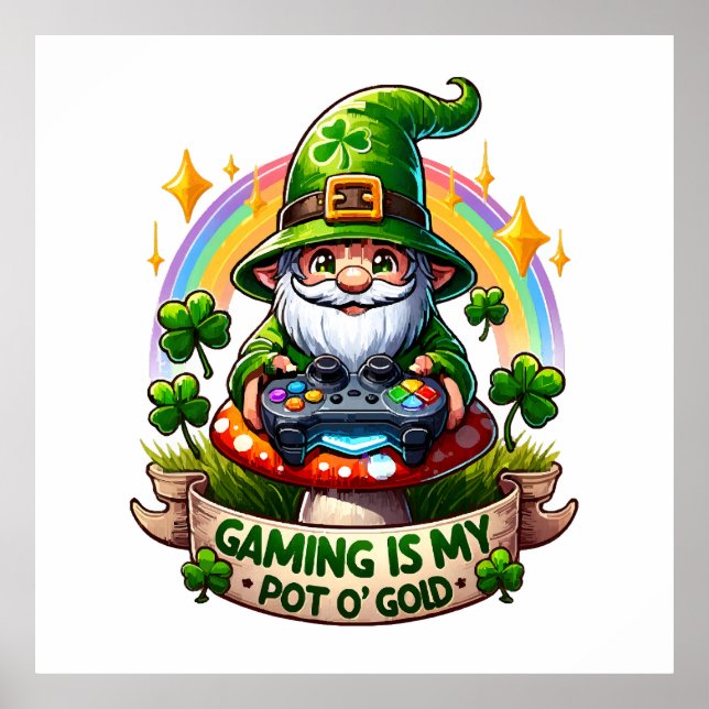 St. Patrick's Day Gamer Gnome Poster (Vorne)