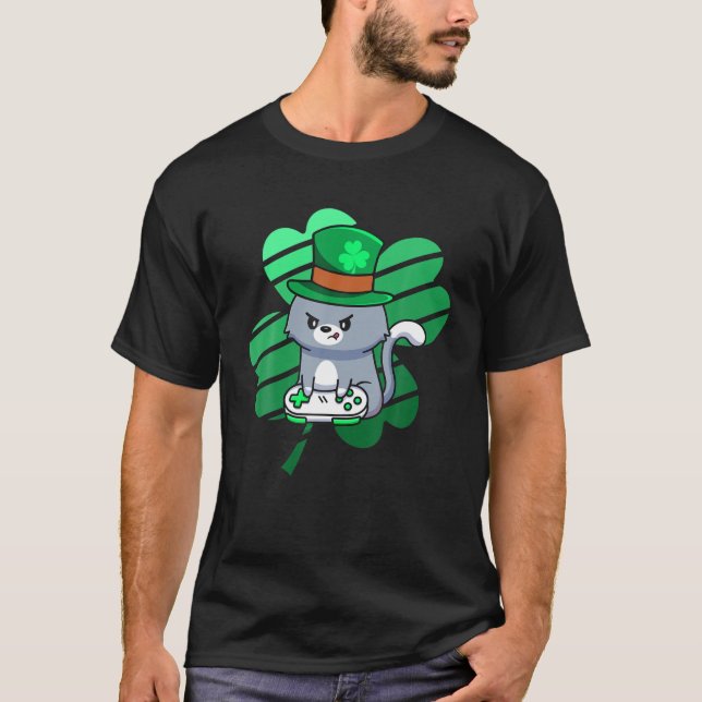 St Patricks Day Gamer Kids Boys Gaming Leprechaun T-Shirt (Vorderseite)