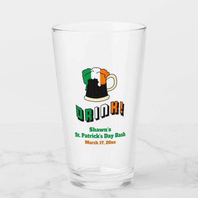 St Patricks Day Gastgeschenk Irish Beer Funny Pint Glas (Vorderseite)