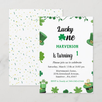St Patrick's Day Geburtstagsjunge Kleeblatt Einlad