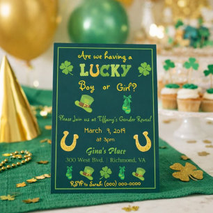 St. Patrick's Day Gender Reveal Trendy Einladung