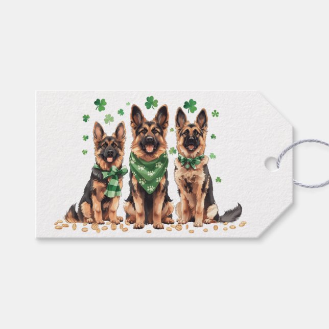 St. Patrick's Day German Shepherd Dogs Geschenkanhänger (Vorderseite (Horizontal))