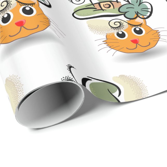 St. Patrick's Day Geschenkpapier Katze (Rolleneckpunkt)